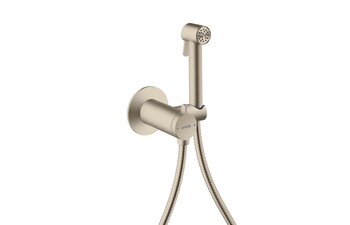 AXOR Bidette Showers Bidette Handbrause 1jet rund für Mischwasser mit Brausehalter und Brauseschlauch 1,25 m I Brushed Nickel