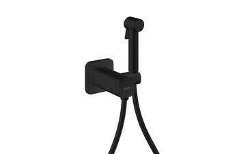 AXOR Bidette Showers Bidette Handbrause 1jet softsquare für Mischwasser mit Brausehalter und Brauseschlauch 1,25 m I Mattschwarz