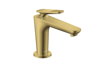 AXOR Citterio C Einhebel-Waschtischmischer 90 mit CoolStart für Handwaschbecken und Ablaufgarnitur - Cubic cut | Polished Gold Optic