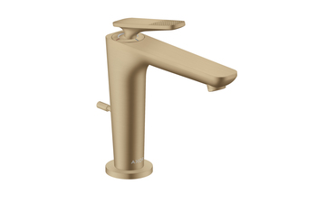 AXOR Citterio C Einhebel-Waschtischmischer 125 mit CoolStart und Zugstangen-Ablaufgarnitur - Cubic cut | Brushed Bronze
