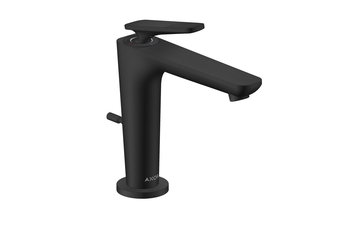 AXOR Citterio C Einhebel-Waschtischmischer 125 mit CoolStart und Zugstangen-Ablaufgarnitur - Cubic cut | Mattschwarz