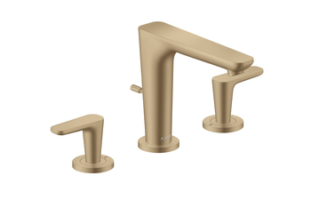 AXOR Citterio C 3-Loch Waschtischarmatur 125 mit Zugstangen-Ablaufgarnitur | Brushed Bronze