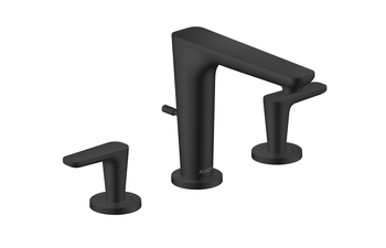 AXOR Citterio C 3-Loch Waschtischarmatur 125 mit Zugstangen-Ablaufgarnitur | Mattschwarz