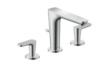 AXOR Citterio C 3-Loch Waschtischarmatur 125 mit Zugstangen-Ablaufgarnitur - Cubic cut