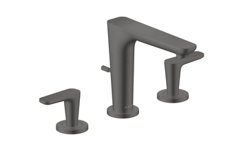 AXOR Citterio C 3-Loch Waschtischarmatur 125 mit Zugstangen-Ablaufgarnitur - Cubic cut | Brushed Black Chrome