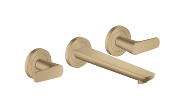 AXOR Citterio C 3-Loch Waschtischarmatur Unterputz für Wandmontage mit Auslauf 195 mm | Brushed Bronze
