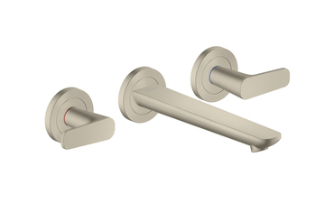 AXOR Citterio C 3-Loch Waschtischarmatur Unterputz für Wandmontage mit Auslauf 195 mm | Brushed Nickel