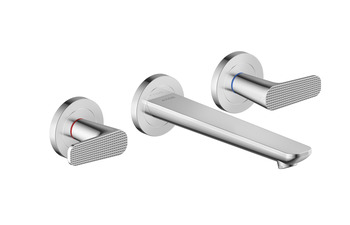 AXOR Citterio C 3-Loch Waschtischarmatur Unterputz für Wandmontage mit Auslauf 195 mm - Cubic cut