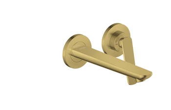 AXOR Citterio C Einhebel-Waschtischmischer Unterputz für Wandmontage mit Auslauf 195 mm - Cubic cut | Polished Gold Optic