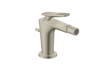 AXOR Citterio C Einhebel-Bidetmischer mit Zugstangen-Ablaufgarnitur - Cubic cut | Brushed Nickel