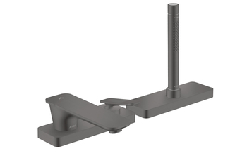 AXOR Citterio C 3-Loch Einhebel-Wannenrandmischer mit sBox - Cubic cut | Brushed Black Chrome