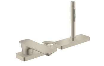 AXOR Citterio C 3-Loch Einhebel-Wannenrandmischer mit sBox - Cubic cut | Brushed Nickel
