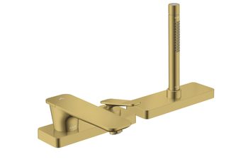 AXOR Citterio C 3-Loch Einhebel-Wannenrandmischer mit sBox - Cubic cut | Polished Gold Optic