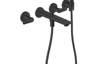 AXOR Citterio C 3-Loch Wannenarmatur Unterputz für Wandmontage mit Handbrause | Mattschwarz