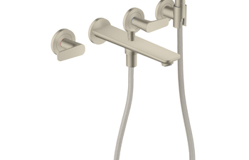 AXOR Citterio C 3-Loch Wannenarmatur Unterputz für Wandmontage mit Handbrause | Brushed Nickel