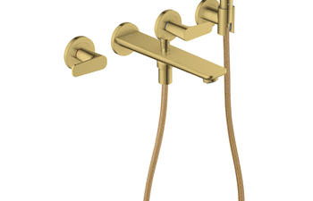 AXOR Citterio C 3-Loch Wannenarmatur Unterputz für Wandmontage mit Handbrause | Polished Gold Optic