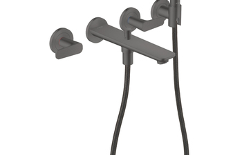 AXOR Citterio C 3-Loch Wannenmischer Unterputz für Wandmontage mit Handbrause - Cubic cut | Brushed Black Chrome