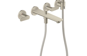 AXOR Citterio C 3-Loch Wannenmischer Unterputz für Wandmontage mit Handbrause - Cubic cut | Brushed Nickel