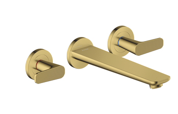 AXOR Citterio C 3-Loch Wannenarmatur Unterputz für Wandmontage - Cubic cut | Polished Gold Optic