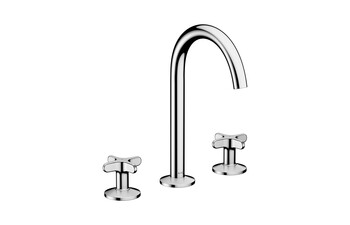 AXOR One 3-hole basin mixer 170 with cross handles and push-open waste set