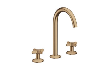 AXOR One 3-hole basin mixer 170 with cross handles and push-open waste set I Brushed Bronze