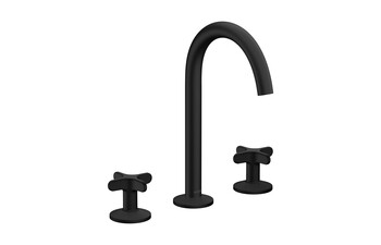 AXOR One 3-hole basin mixer 170 with cross handles and push-open waste set I Matt Black