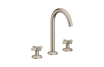 AXOR One 3-hole basin mixer 170 with cross handles and push-open waste set I Brushed Nickel