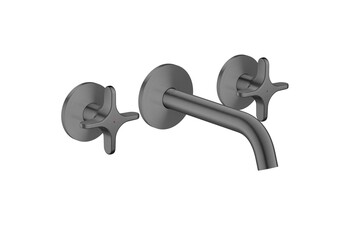 AXOR One 3-hole basin mixer for concealed installation wall-mounted with spout 160 mm and cross handles I Brushed Black Chrome