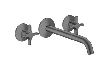 AXOR One 3-hole basin mixer for concealed installation wall-mounted with spout 220 mm and cross handles I Matt Black