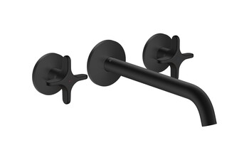 AXOR One 3-hole basin mixer for concealed installation wall-mounted with spout 220 mm and cross handles I Matt White