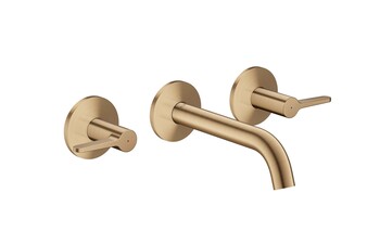 AXOR One 3-hole basin mixer for concealed installation wall-mounted with spout 160 mm and lever handles I Brushed Bronze