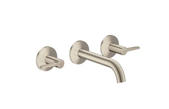 AXOR One 3-hole basin mixer for concealed installation wall-mounted with spout 160 mm and lever handles I Brushed Nickel