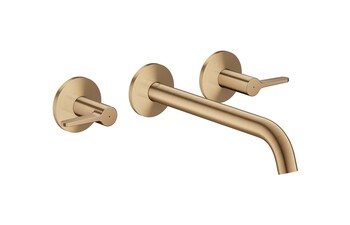 AXOR One 3-hole basin mixer for concealed installation wall-mounted with spout 220 mm and lever handles I Brushed Bronze