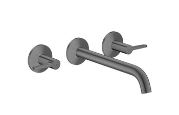 AXOR One 3-hole basin mixer for concealed installation wall-mounted with spout 220 mm and lever handles I Brushed Black Chrome