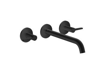 AXOR One 3-hole basin mixer for concealed installation wall-mounted with spout 220 mm and lever handles I Matt Black