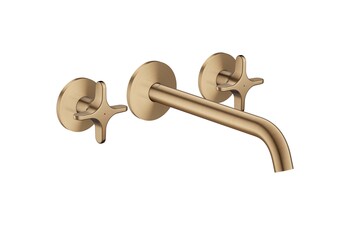 AXOR One 3-hole bath mixer for concealed installation wall-mounted with cross handles I Brushed Bronze