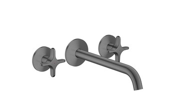 AXOR One 3-hole bath mixer for concealed installation wall-mounted with cross handles I Brushed Black Chrome