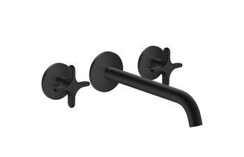AXOR One 3-hole bath mixer for concealed installation wall-mounted with cross handles I Matt Black