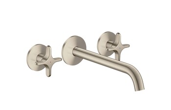 AXOR One 3-hole bath mixer for concealed installation wall-mounted with cross handles I Brushed Nickel