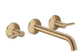 AXOR One 3-hole bath mixer for concealed installation wall-mounted with lever handles I Brushed Bronze