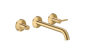 AXOR One 3-hole bath mixer for concealed installation wall-mounted with lever handles I Polished Gold Optic