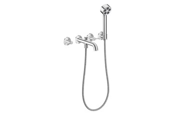 AXOR One 3-hole bath mixer for concealed installation wall-mounted with lever handles and hand shower