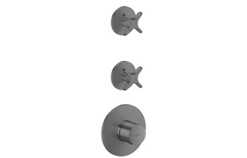 AXOR One Thermostatic module for concealed installation for 2 functions with cross handle I Brushed Black Chrome