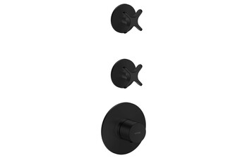 AXOR One Thermostatic module for concealed installation for 2 functions with cross handle I Matt Black
