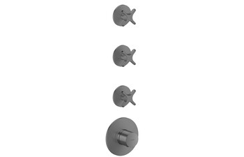 AXOR One Thermostatic module for concealed installation for 3 functions with cross handle I Brushed Black Chrome