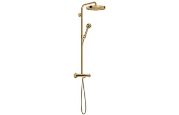 AXOR One Showerpipe with thermostat and overhead shower 280 1jet I Polished Gold Optic