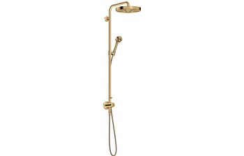 AXOR One Showerpipe with thermostat and overhead shower 280 1jet EcoSmart for concealed installation I Polished Gold Optic