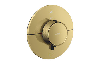 AXOR ShowerSelect ID Thermostat for concealed installation round for 2 functions with integrated security combination according to EN1721 | Polished Gold Optic