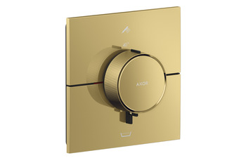 AXOR ShowerSelect ID Thermostat for concealed installation square for 2 functions with integrated security combination according to EN1721 | Polished Gold Optic