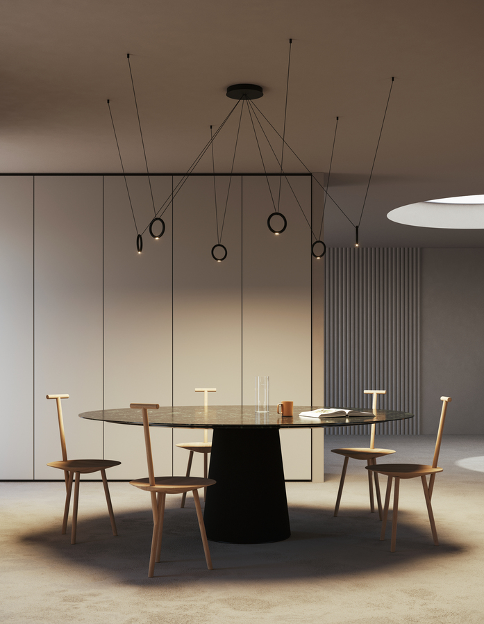 IVY V matte black on 6 lights central canopy